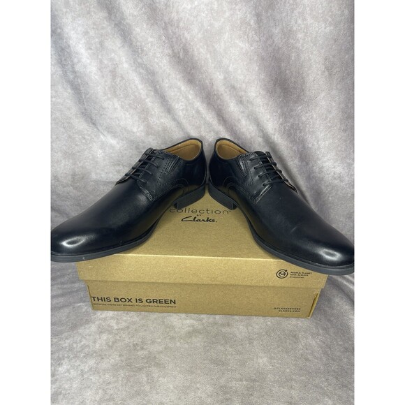 Men\'s Clarks, Whiddon Plain Toe Oxford 26152918 Black Leather 13 W New In Box main image 7